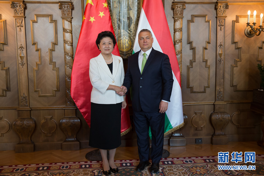  6月21日，國(guó)務(wù)院副總理劉延?xùn)|（左）在匈牙利布達(dá)佩斯國(guó)會(huì)大廈會(huì)見匈牙利總理歐爾班。 新華社發(fā)（弗爾季&middot;奧蒂洛攝）