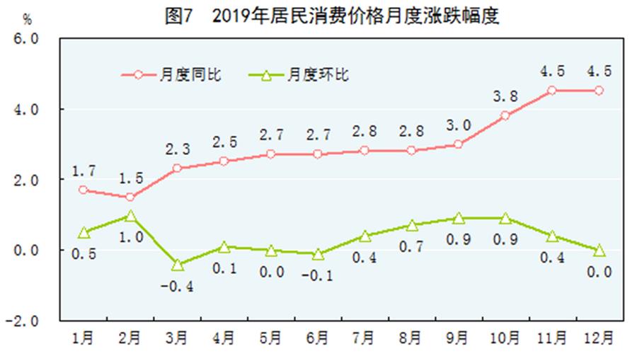 （圖表）［2019年統(tǒng)計(jì)公報(bào)］圖7 2019年居民消費(fèi)價格月度漲跌幅度