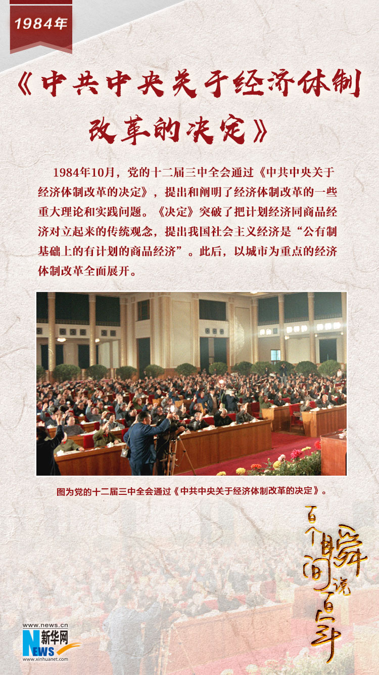 1984，《中共中央關于經濟體制改革的決定》