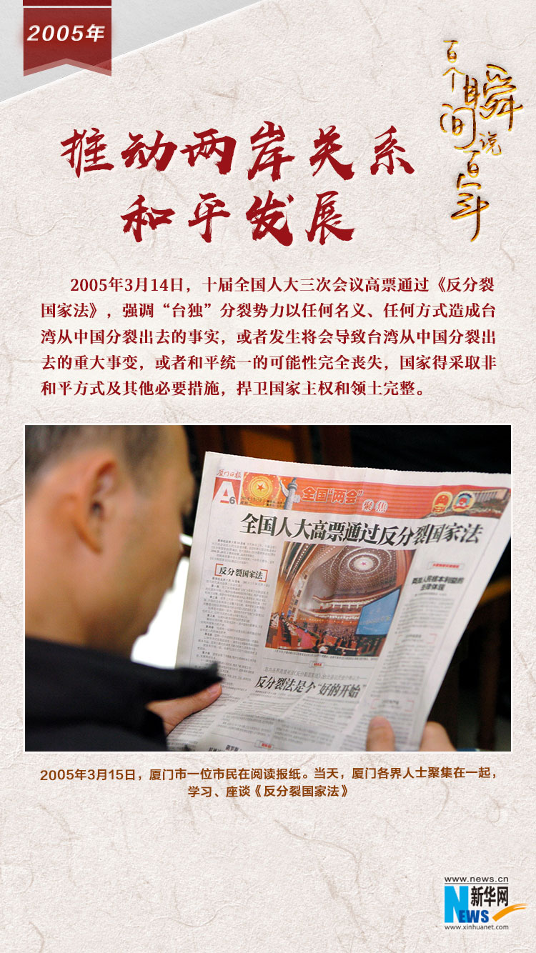 2005，推動兩岸關系和平發(fā)展