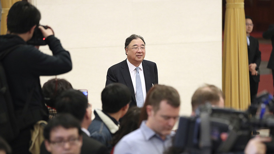 馬曉偉步入&ldquo;部長通道&rdquo;，準備接受采訪