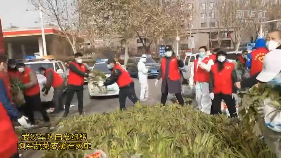 武漢車隊(duì)自發(fā)組織購(gòu)買的蔬菜，到石家莊了！