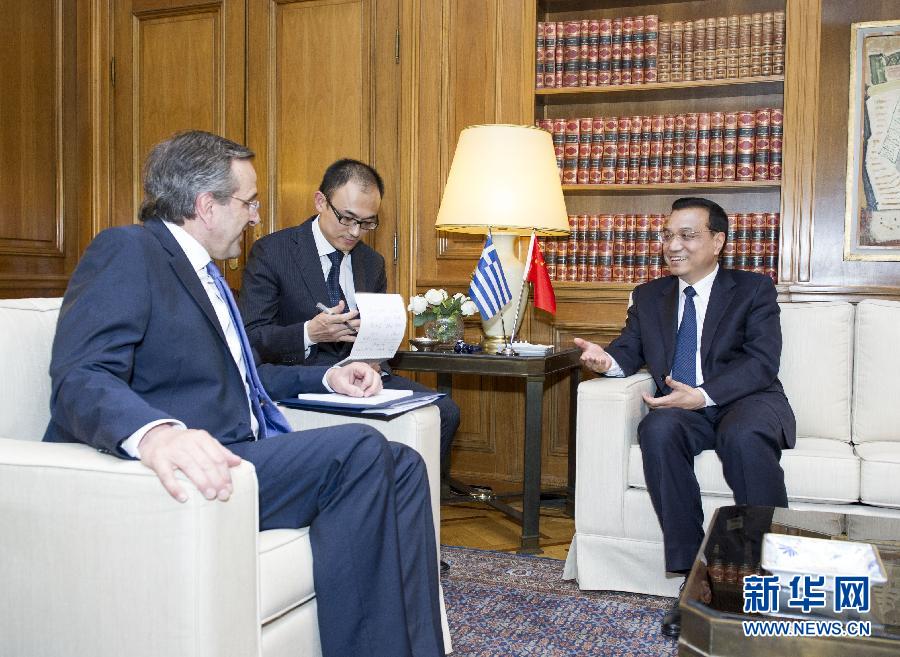 6月19日，國務(wù)院總理李克強在雅典同希臘總理薩馬拉斯舉行會談。新華社記者 王曄 攝