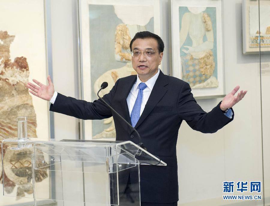 6月21日，國(guó)務(wù)院總理李克強(qiáng)與希臘總理薩馬拉斯共同出席希臘伊拉克利翁博物館新館開館儀式并發(fā)表講話。 新華社記者 王曄 攝