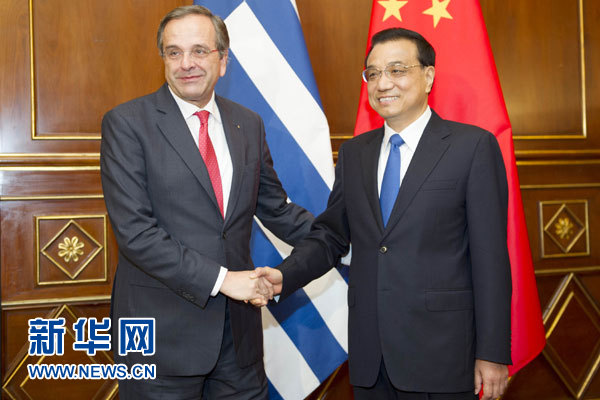 10月16日，中國(guó)國(guó)務(wù)院總理李克強(qiáng)在意大利米蘭會(huì)見希臘總理薩馬拉斯。 新華社記者 謝環(huán)馳 攝