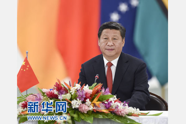 習(xí)近平主持會議并發(fā)表主旨講話。新華社記者 李學(xué)仁攝